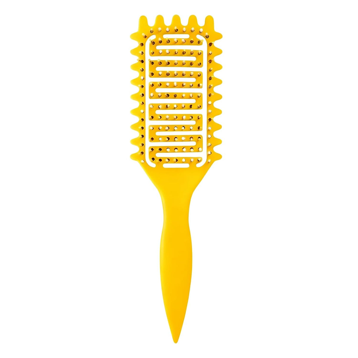 Curl Defining Brush for Curly Hair, Vented Detangling Hair Brush for Wet and Dry Styling, Curved Brush for Shaping and Smoothing Curl Clumps, Lightweight Hair Brush （Beige）