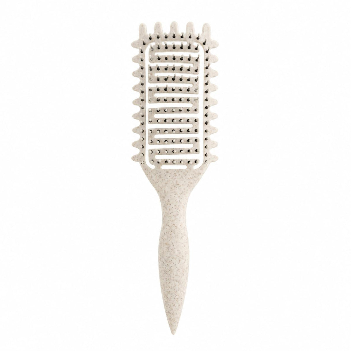 Curl Defining Brush for Curly Hair, Vented Detangling Hair Brush for Wet and Dry Styling, Curved Brush for Shaping and Smoothing Curl Clumps, Lightweight Hair Brush （Beige）