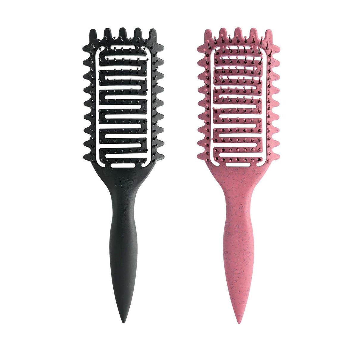 Curl Defining Brush for Curly Hair, Vented Detangling Hair Brush for Wet and Dry Styling, Curved Brush for Shaping and Smoothing Curl Clumps, Lightweight Hair Brush （Beige）