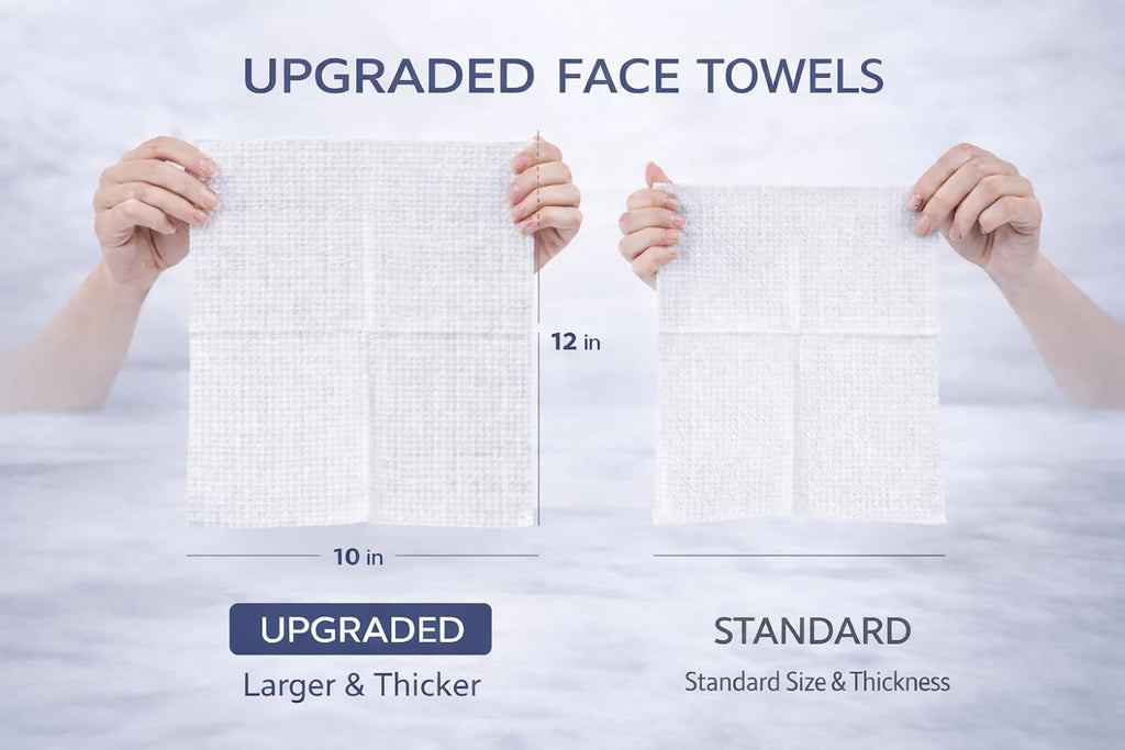 Clean Skin Towels Disposable Face Towels XL 50 Count, 10 x 12 Inch Extra Large, Ultra Soft Plant Based Facial Towels for Makeup Removal & Face Drying