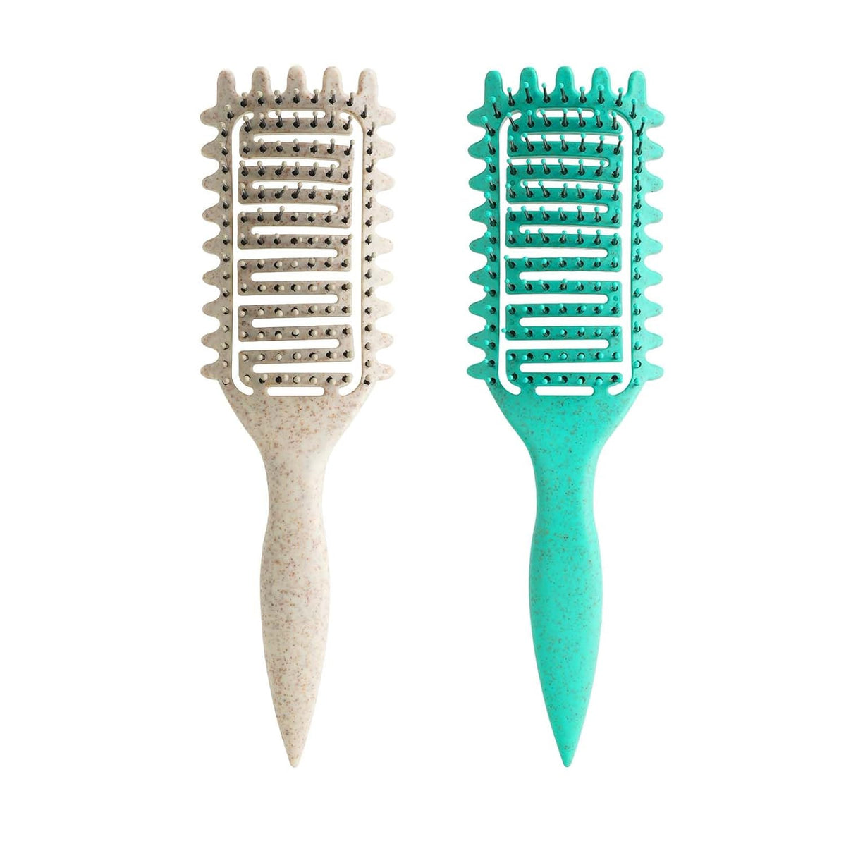 Curl Defining Brush for Curly Hair, Vented Detangling Hair Brush for Wet and Dry Styling, Curved Brush for Shaping and Smoothing Curl Clumps, Lightweight Hair Brush （Beige）
