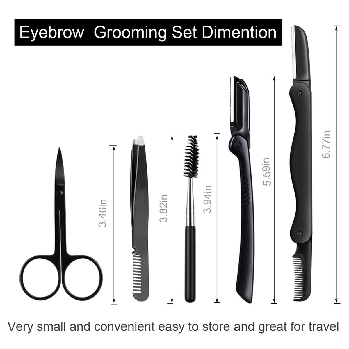 Eyebrow Razor, Eyebrow Kit, 5 in 1 Eyebrow Trimmer, Eyebrow Grooming Set for Women and Men, Including Comb Tweezers, Scissors, Brow Razors, Brush for Eyebrow Eyelash Extensions