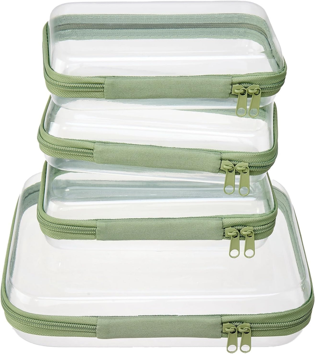 4 pcs Clear Zipper Pouches,Hard Shell Zipper Case, Toiletry Bag for Travel, CLear Diaper Bag, Toiletry Pouch, Travel Organizer, Cosmetic Bag,Toy Storage Bins (M+3S)