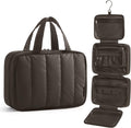 Travel Toiletry Bag for women, Portable Hanging Hook Makeup Bag Organizer, Waterproof Makeup Cosmetic Bag, for Full-Size Accessories, Toiletries, Camel