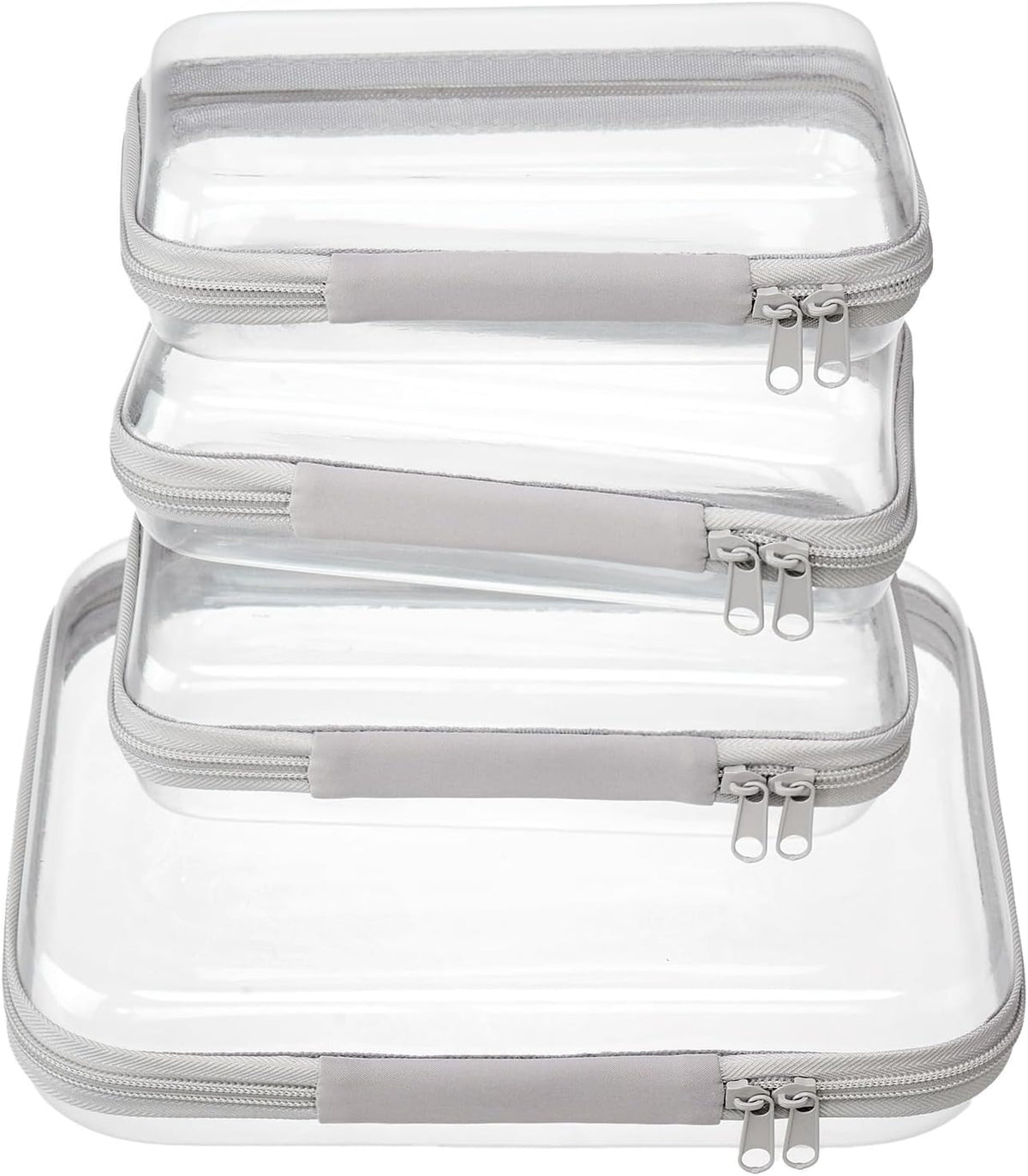 4 pcs Clear Zipper Pouches,Hard Shell Zipper Case, Toiletry Bag for Travel, CLear Diaper Bag, Toiletry Pouch, Travel Organizer, Cosmetic Bag,Toy Storage Bins (M+3S)