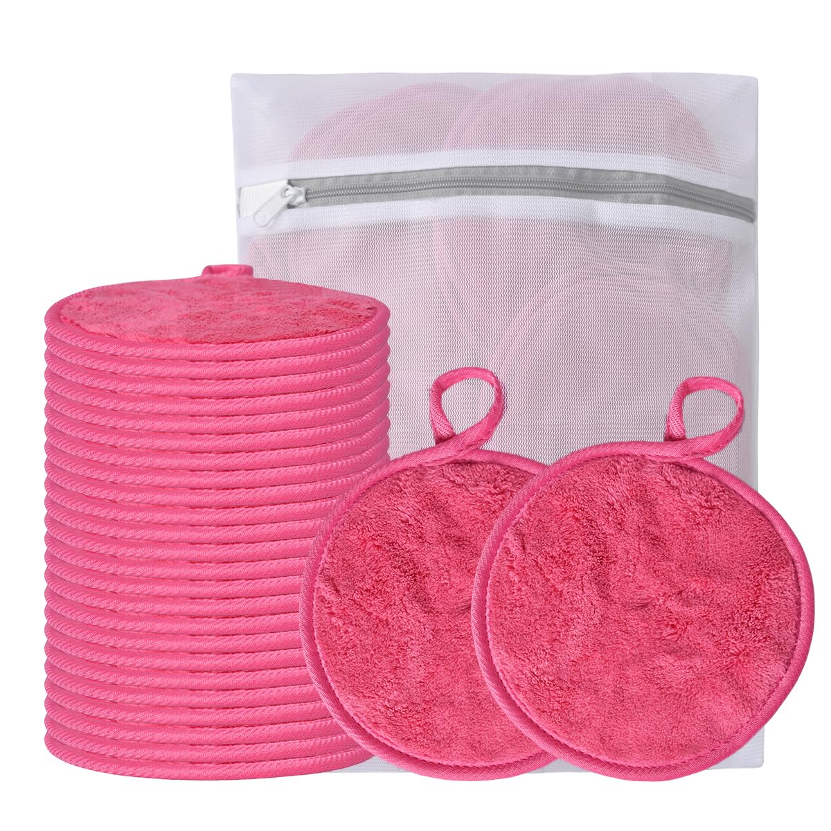 Large Reusable Makeup Remover Pads for Face, Soft Microfiber Makeup Remover Cloths Washable, Premiun 5 INCH Face Cleaning Pad with Laundry Bag, 12 Pack Grey
