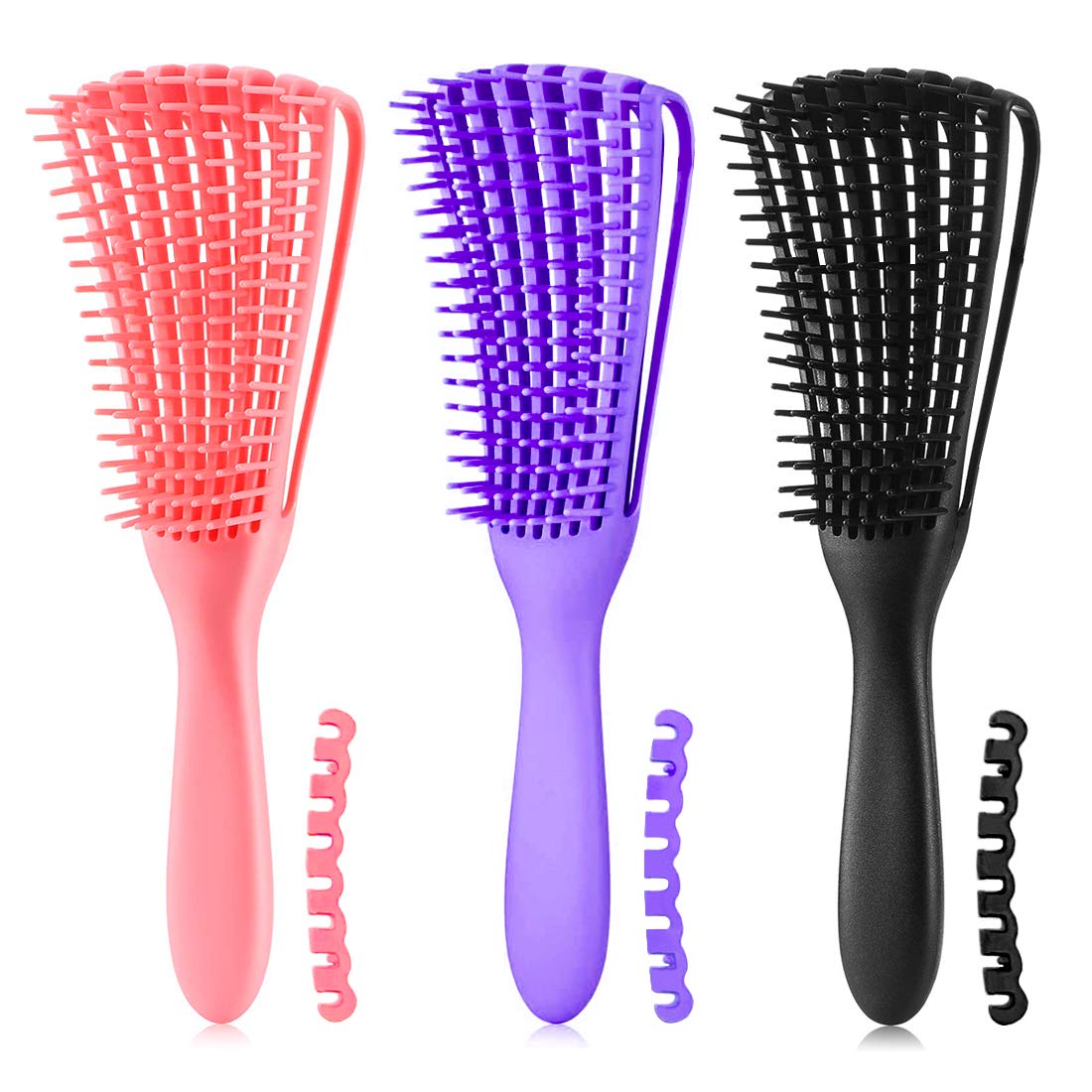 3 Pack Hair Detangler Brush for Afro America/African Textured 3a to 4c Kinky Wavy/Curly/Coily/Wet/Dry/Oil/Thick/Long Hair, Detangling Brush for Natural, Exfoliating Your Scalp for Beautiful