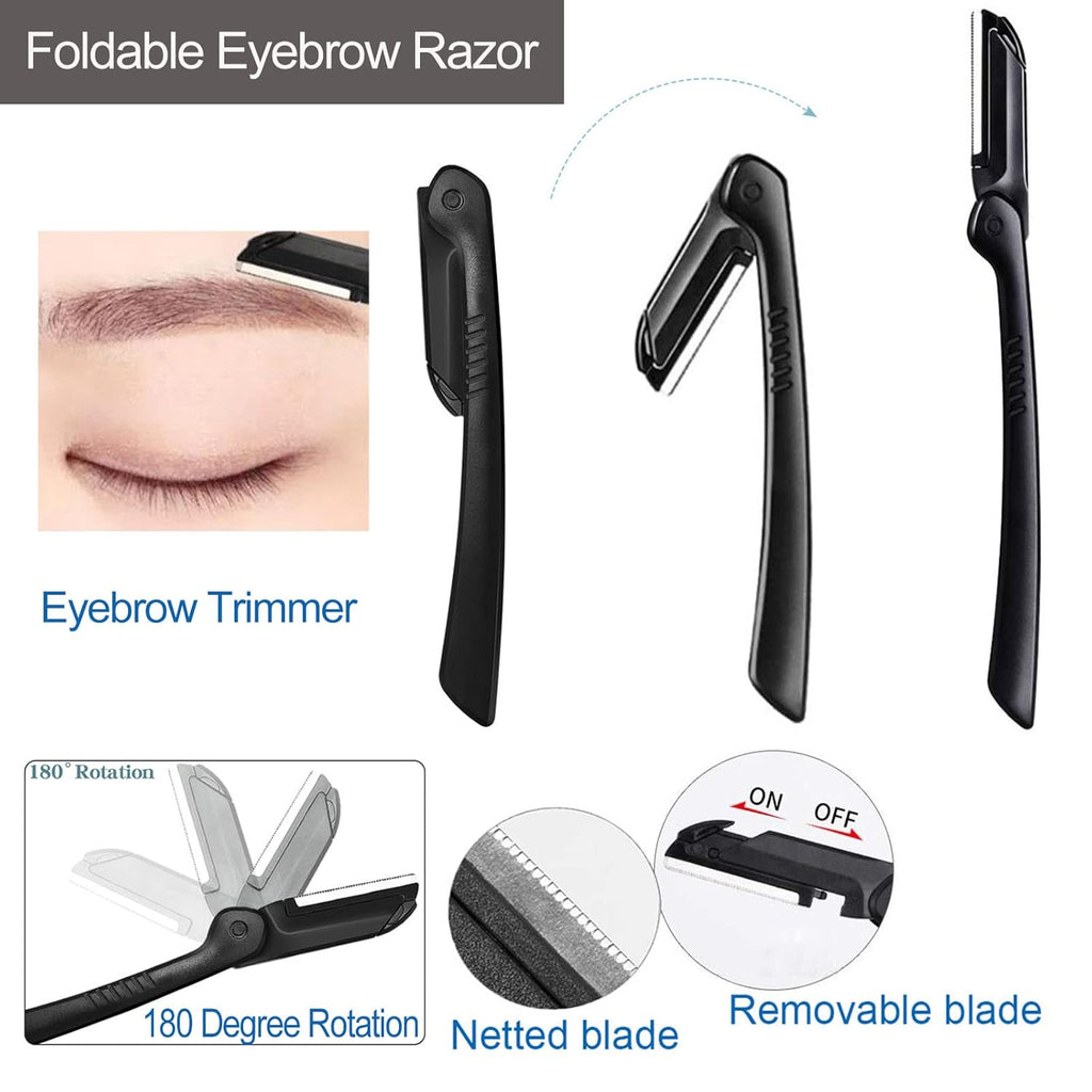 Eyebrow Razor, Eyebrow Kit, 5 in 1 Eyebrow Trimmer, Eyebrow Grooming Set for Women and Men, Including Comb Tweezers, Scissors, Brow Razors, Brush for Eyebrow Eyelash Extensions