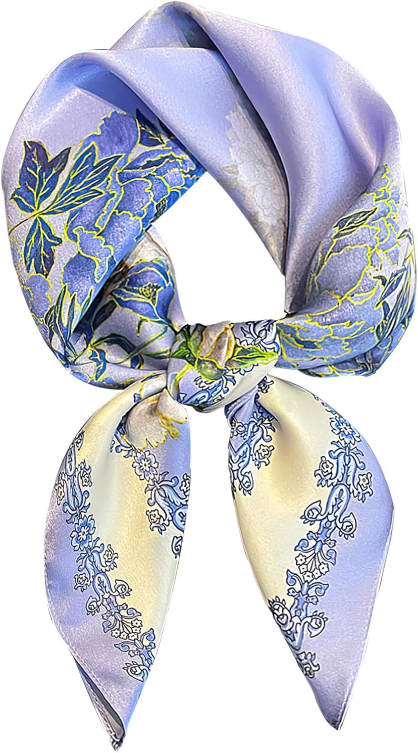 100% Mulberry Silk Scarf-Women's 21''/27''Square Silk Hair Head Scarf Neckerchief with Gift Packaged