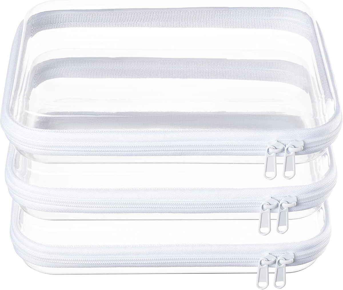 4 pcs Clear Zipper Pouches,Hard Shell Zipper Case, Toiletry Bag for Travel, CLear Diaper Bag, Toiletry Pouch, Travel Organizer, Cosmetic Bag,Toy Storage Bins (M+3S)