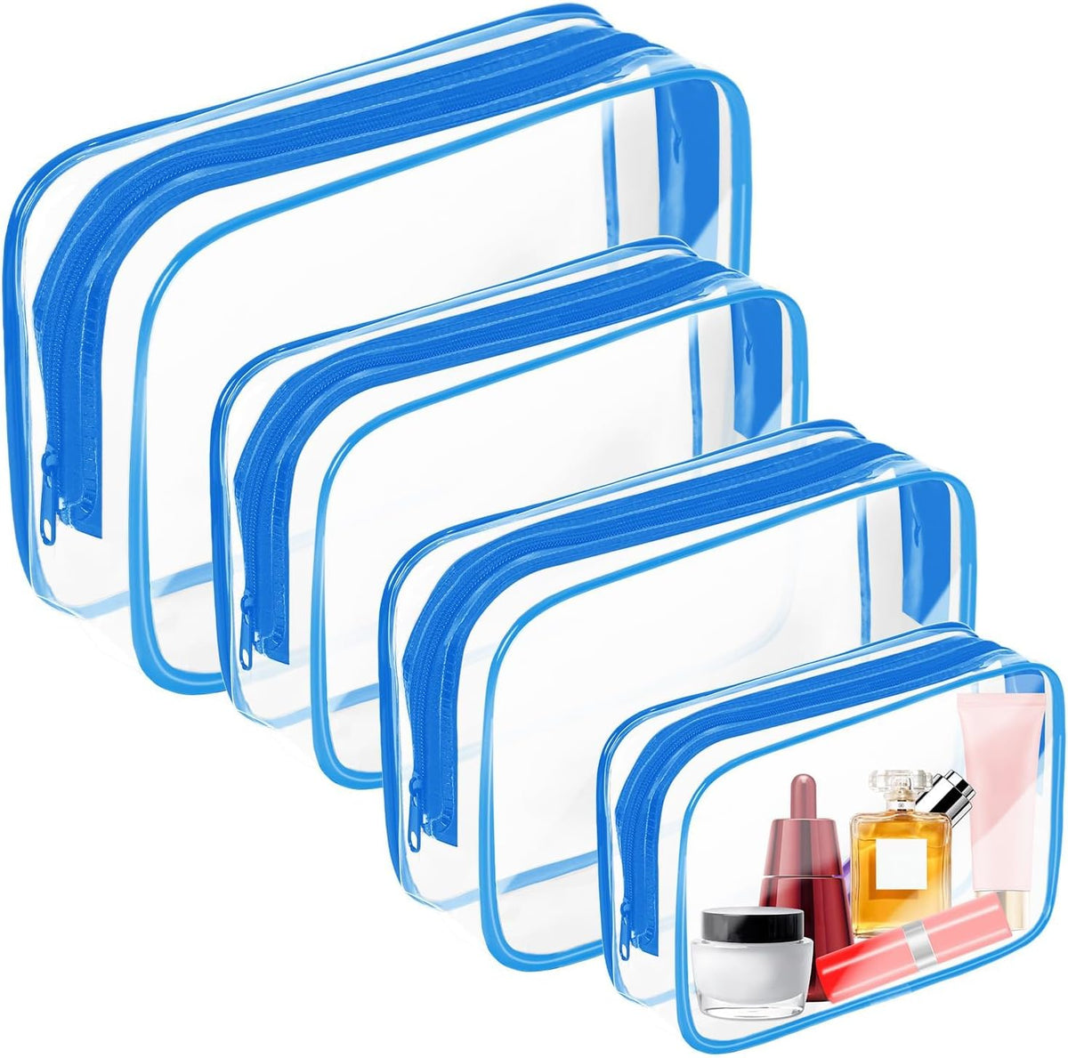 Clear Makeup Bag,Portable Travel Toiletry Bags with Zipper, TSA Approved Clear Organizer Bags, PVC Cosmetic Pouch for Airport Airline Compliant