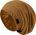 Silk Bonnet for Sleeping Women, Adjustable Silky Satin Lined Sleep Cap, Silk Hair Wrap Slouch Beanie Hat