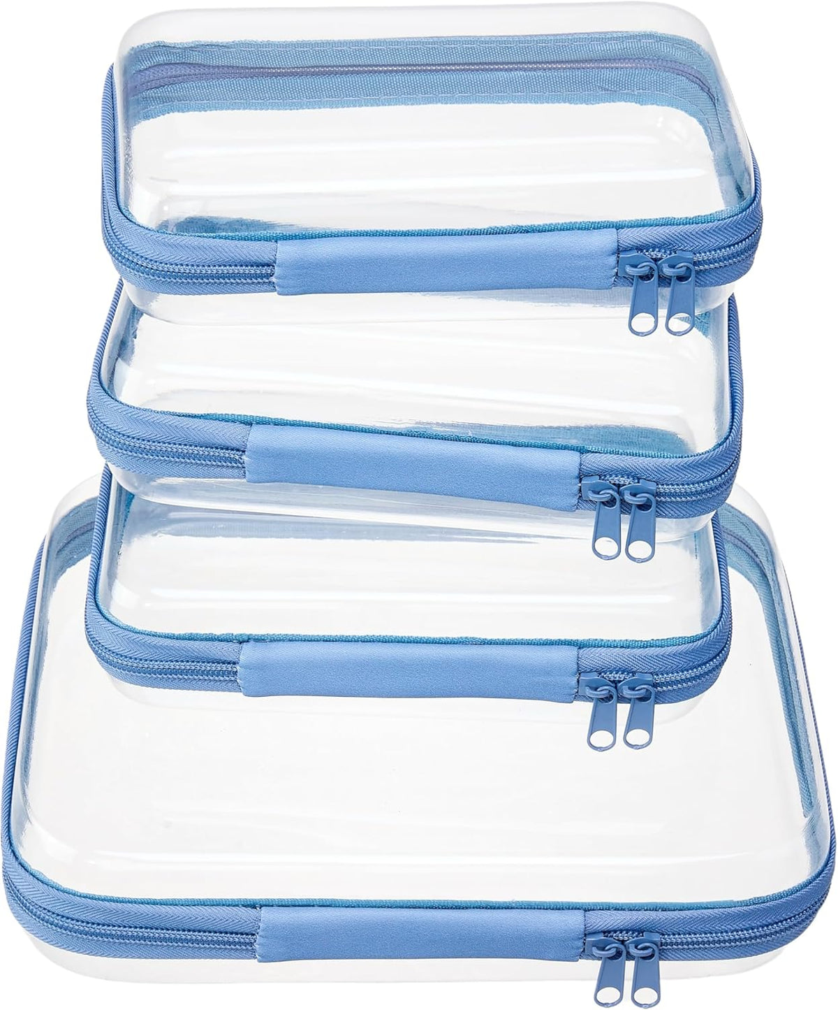 4 pcs Clear Zipper Pouches,Hard Shell Zipper Case, Toiletry Bag for Travel, CLear Diaper Bag, Toiletry Pouch, Travel Organizer, Cosmetic Bag,Toy Storage Bins (M+3S)